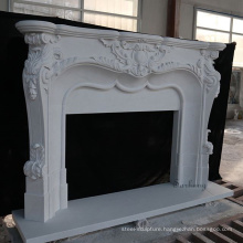 New Design Decorative white natural stone marble fireplace